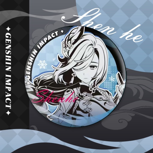 Значок круглый "Genshin Impact" Шэнь Хэ 3, 58 мм