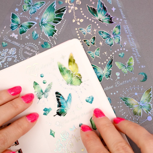 Набор наклеек "Butterfly" Withered Leaf, зеленый, 3 листа