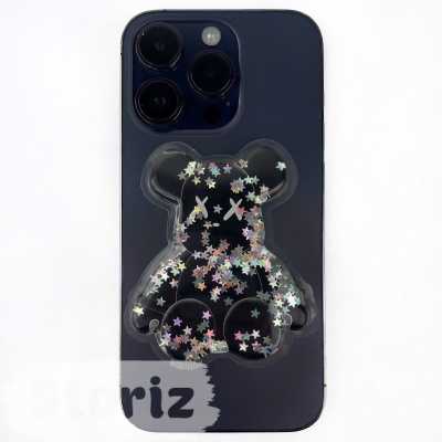 PopSocket "Мишка" с блестками, черный №2