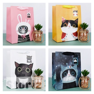 Подарочный пакет "Funny cats" L 42x32 см