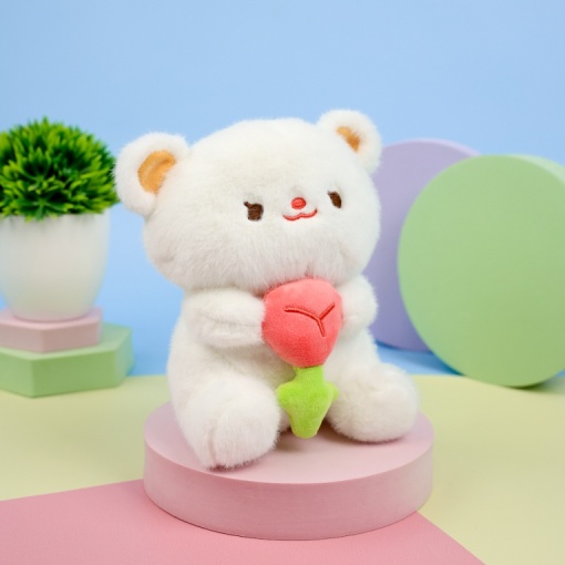 Мягкая игрушка "Мишка с цветком" 25см, в ассортименте 1 шт.