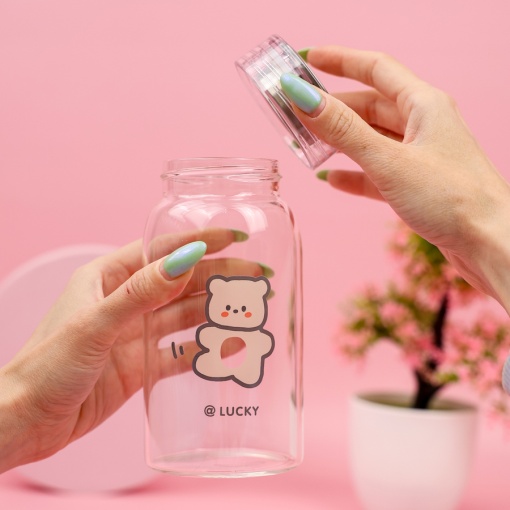 Бутылочка прозрачная "Bear" белый, 450мл оптом