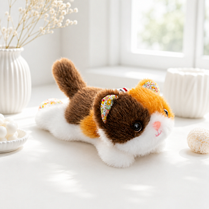 Мягкий брелок "Flower animals" с ароматом, котик, трехцветный