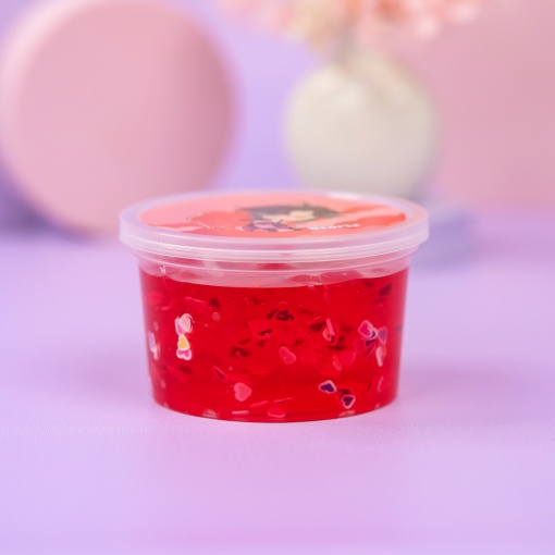 Слайм "Сяо" полупрозрачный (розовый), с наполнителем + сердечки, 200 гр. STORIZ