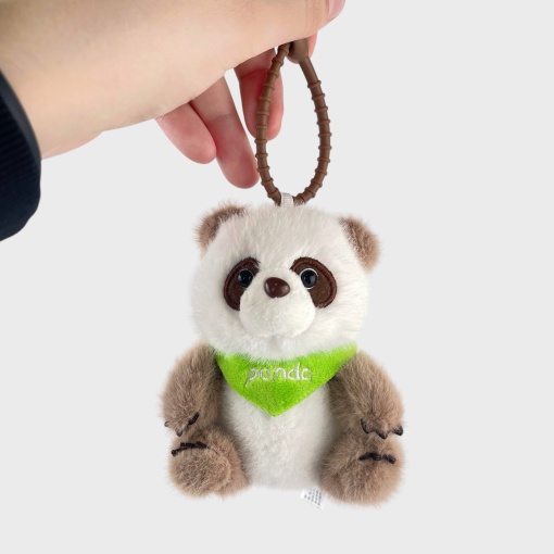 Мягкая игрушка "Коричневая Панда" зеленый шарфик, 13см