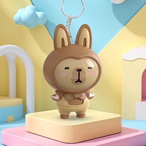 Брелок "Костюм зайки", музыкальный, капибара, коричневый