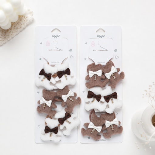 Набор резинок для волос "Bear cute" бежево-коричневый, 6шт