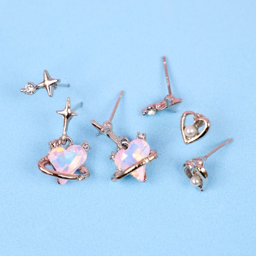 Набор сережек "Heart&Star" (3шт) розовый