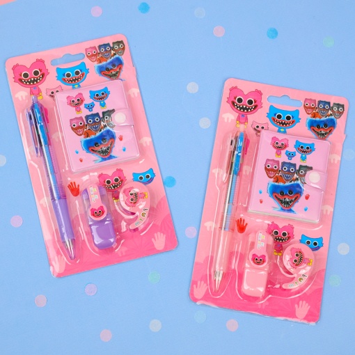 Набор канцелярский "Хагги Вагги" розовый (ручка, блокнот, маркер, скотч)