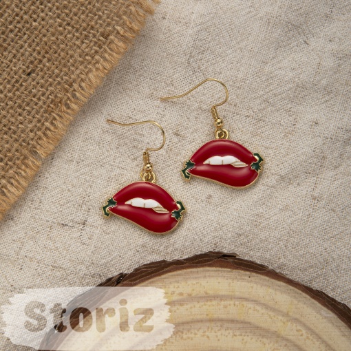 Серьги "Lips" красный
