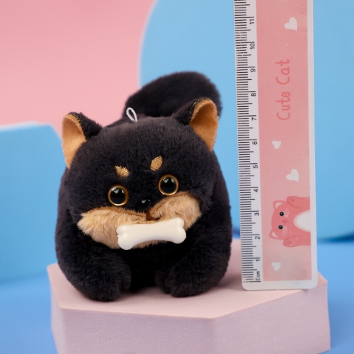 Мягкий брелок "Заводной Щенок" черный, 7см