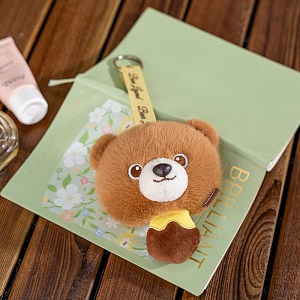 Мягкий брелок "Мишка в банке меда" с кармашком