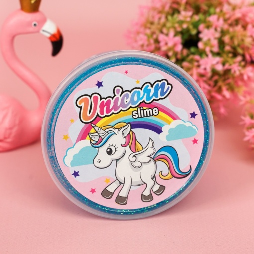 Слайм "Стекло" с голубыми блестками, с шариками, 200 гр.