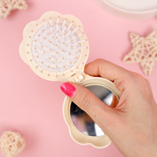 Расческа складная с зеркалом "Beautiful Pearls", cat's paw, в ассортименте 1шт.