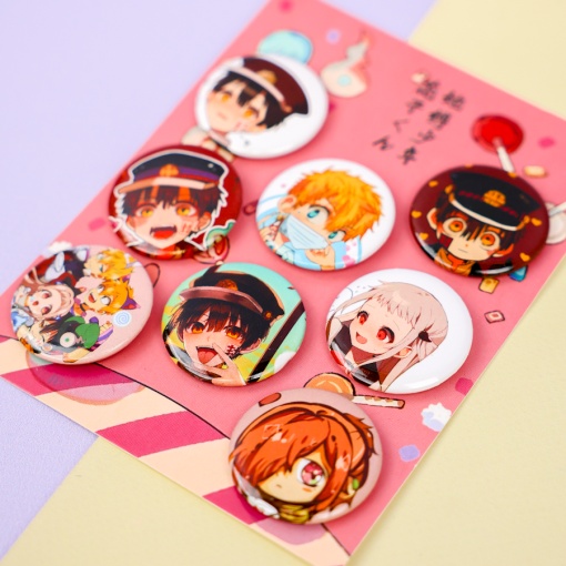 Набор круглых значков "Туалетный мальчик Ханако-кун" № 1, 32 мм (8шт)