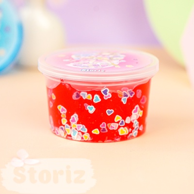 Слайм "Kawaii" полупрозрачный (розовый), с наполнителем + сердечки,180 гр. STORIZ