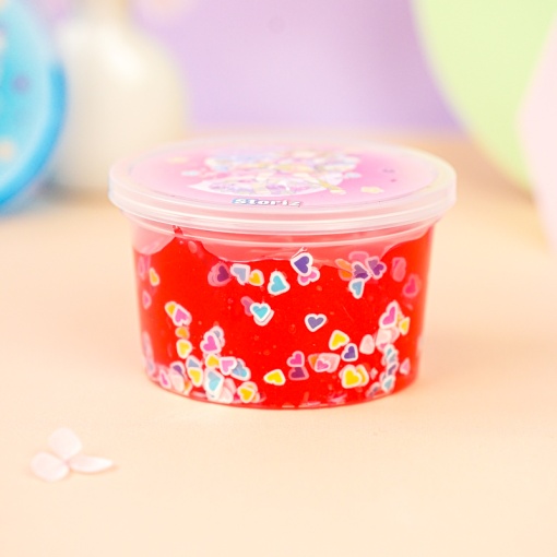 Слайм "Kawaii" полупрозрачный (розовый), с наполнителем + сердечки,180 гр. STORIZ