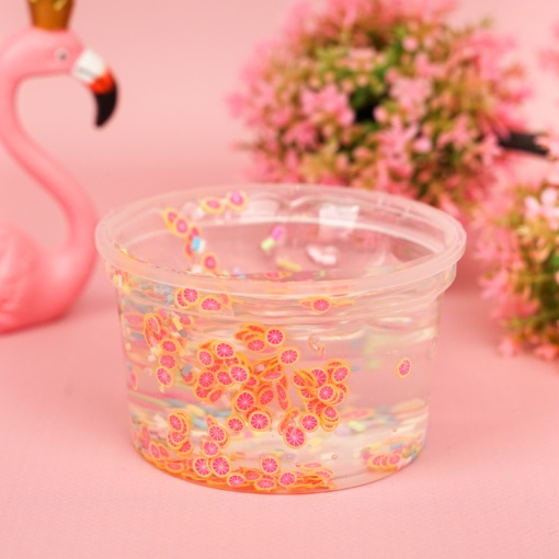 Слайм "Стекло" бесцветный, с наполнителем конфетти + грейпфрут, 200 г.