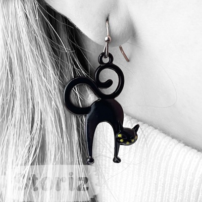Серьги "Черный котик"