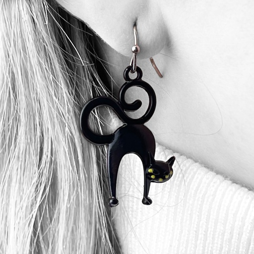Серьги "Черный котик"
