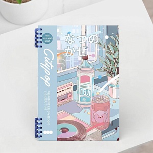 Обложка блочной тетради "Летний ветер" голубой