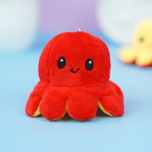 Мягкий брелок-перевертыш "Осьминожек" красный-желтый, 10 см