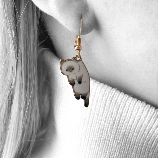 Серьги "Котики" №E5867-7, белый