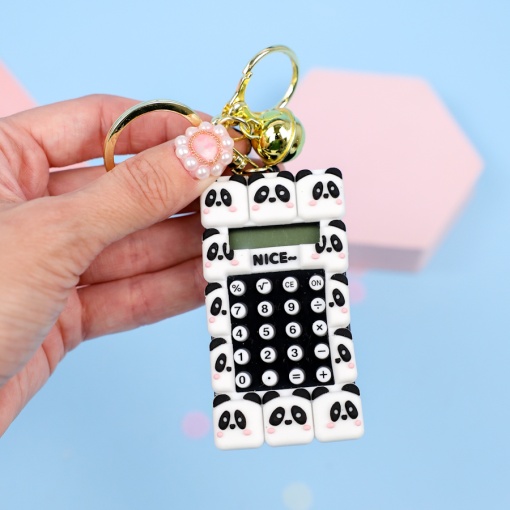 Калькулятор-брелок "Панда", черный