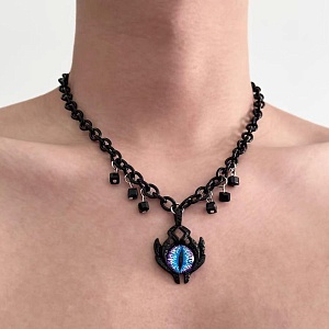 Ожерелье "Монстрик" сине-фиолетовый, черный
