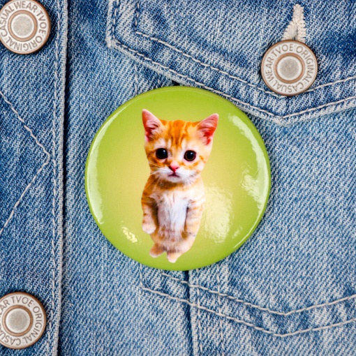 Значок круглый "Кот Мем" 56мм