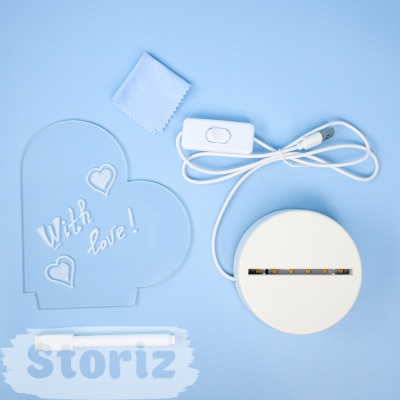 Светильник для заметок с маркером "Сердце" (USB) оптом