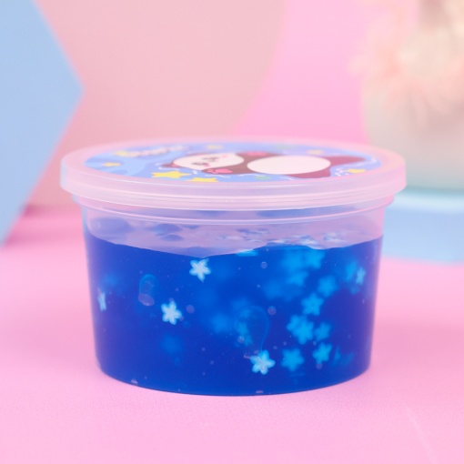 Слайм "Стекло" синий, с дек наполнителем звезды 180 гр. STORIZ