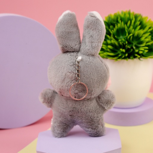 Мягкий брелок "Кролик с щечками" серый, 12 см