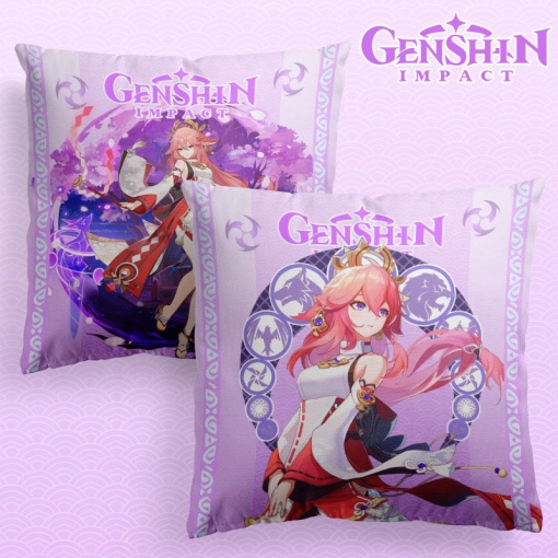 Подушка декоративная "Genshin Impact" Яэ Мико, 40x40см (1 серия)