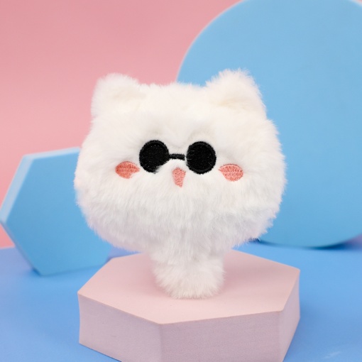 Мягкий брелок "Кот в очках" белый