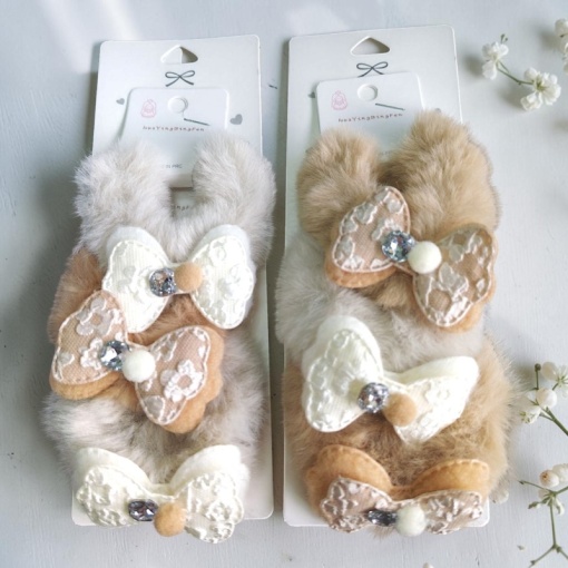 Набор резинок для волос "Cream bow" молочный, 3шт