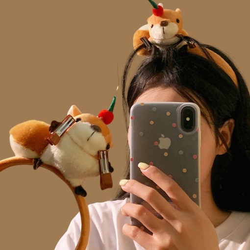 Ободок "Белка с яблоком" с заколками