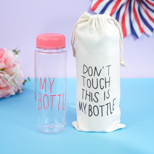 Бутылочка прозрачная "My bottle" розовая с чехлом оптом