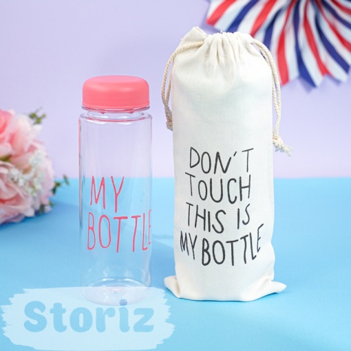 Бутылочка прозрачная "My bottle" розовая с чехлом оптом