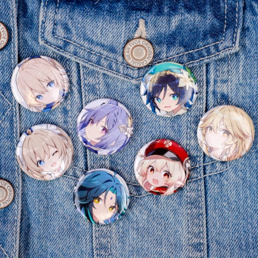 Набор круглых значков "Genshin Impact" № 1, 32 мм (8шт)