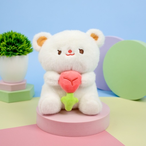 Мягкая игрушка "Мишка с цветком" 25см, в ассортименте 1 шт.