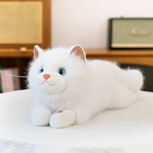 Мягкая игрушка "Мяукающий котик" со звуком, белый, 50см