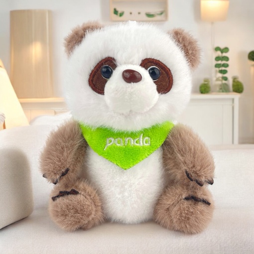 Мягкая игрушка "Коричневая Панда" зеленый шарфик, 13см