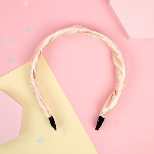 Ободок "Pearl" с бусинами, молочный