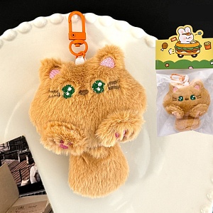 Брелок мягкий "Round animals" котик, рыжий