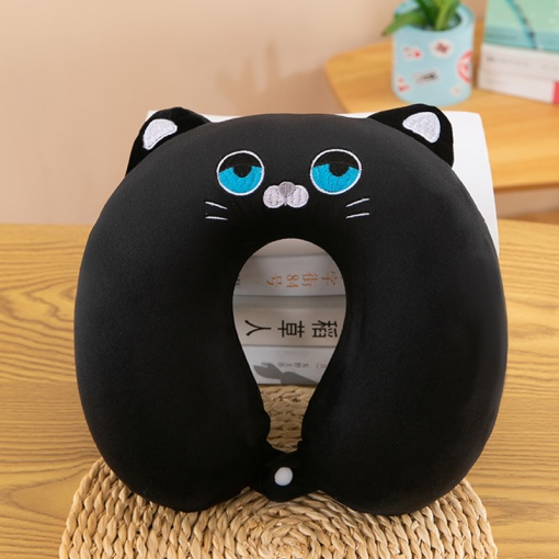 Подушка под шею "Serious cat" черный