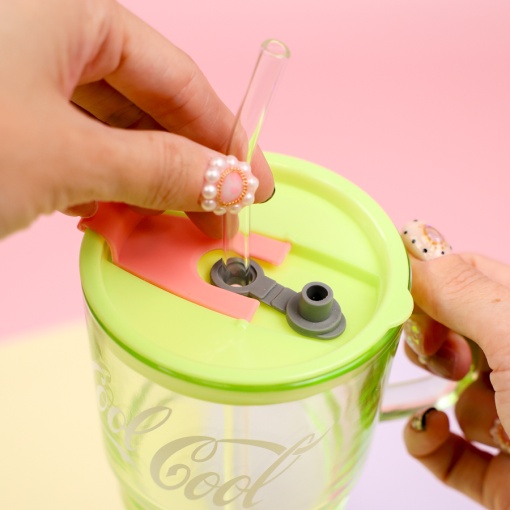 Стакан "Cool-Cool" с трубочкой (зеленый), 380мл оптом