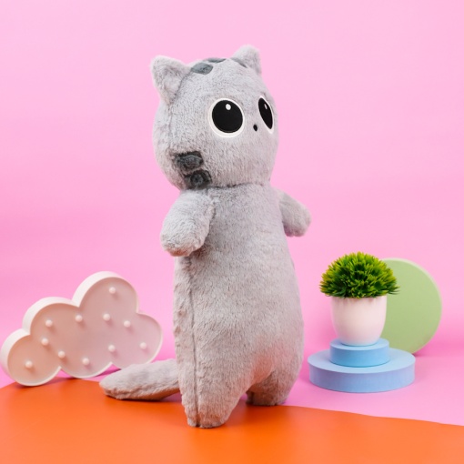 Мягкая игрушка "Глазастый котик" серый, 65 см 
