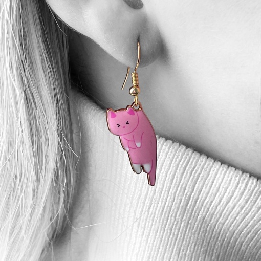 Серьги "Котики" №E5867-1, розовый