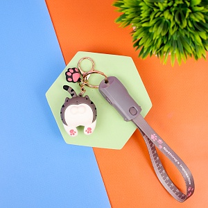 Кабель зарядка "Humor Cat" серый 3в1 (USB Type-C, Lightning)